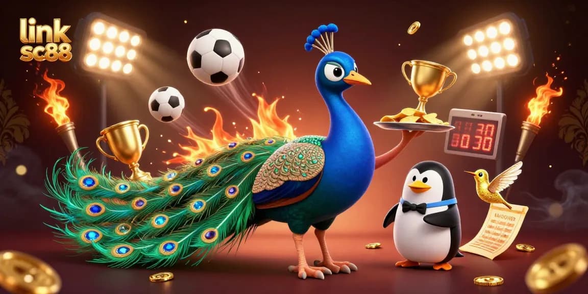 Engage with link sc88 casino excitement featuring a peacock, butler penguin, and sports elements!