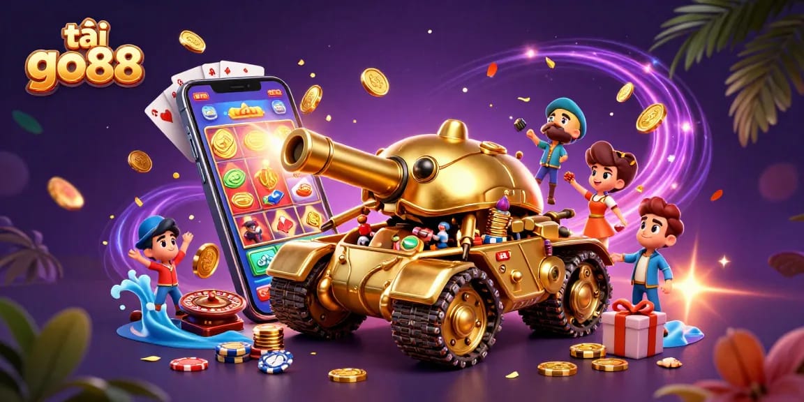 Experience thrills with tải go88 showcasing a vibrant 3D casino scene filled with games and fun!