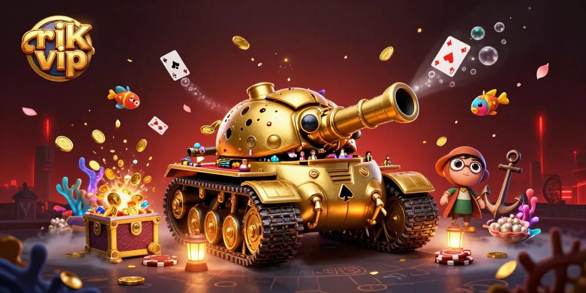 Experience excitement with rik vip in a vibrant 3D casino illustration featuring a golden beetle tank.