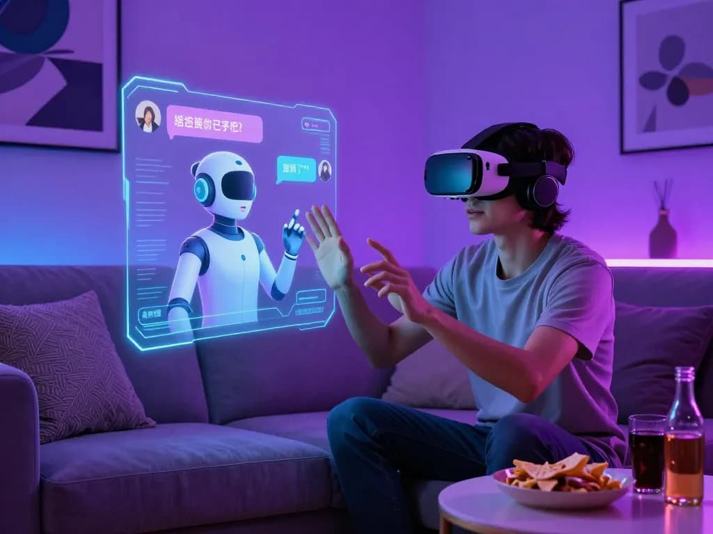 Engaging AI chat porn experience in vibrant virtual reality setting
