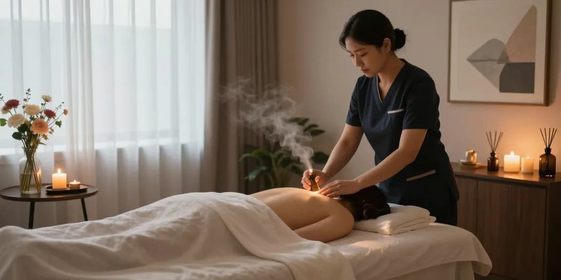 Tranquil setting for 신촌출장마사지 therapy with soothing atmosphere and relaxing details