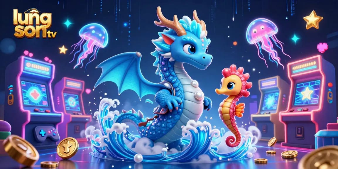 Engage with lương sơn tv, where a mystical water dragon, coral-armored seahorse, and neon jellyfish create a vibrant casino experience.