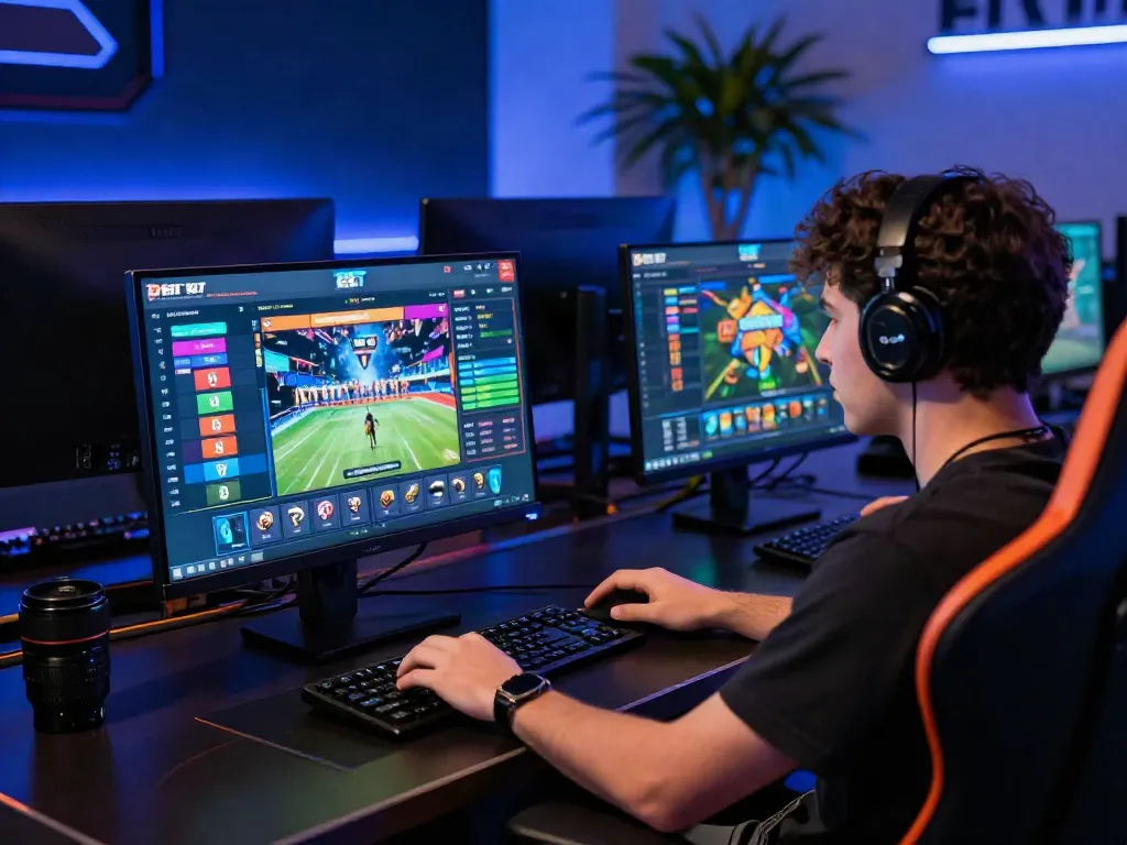 Engaged player on ZBET platform, showcasing vibrant sports betting options online.