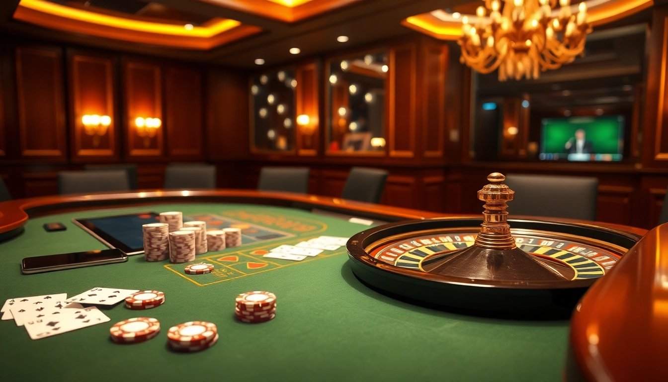 Engaging scene of online gambling at Trang chủ S8 with luxury casino elements and digital interfaces.