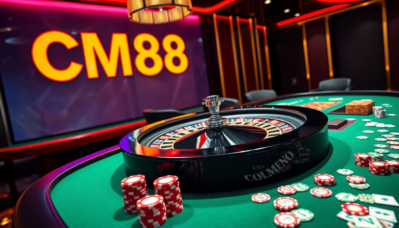 Experience breathtaking thrills at CM88's casino, where poker chips and cards create excitement.