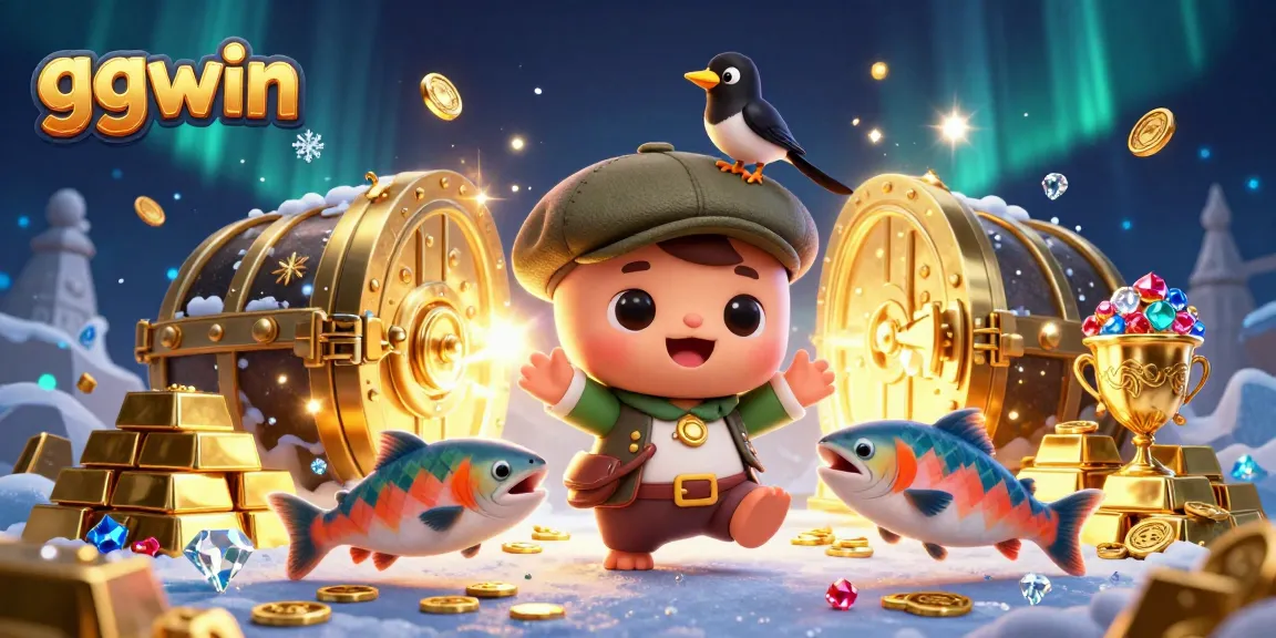Experience thrilling wins at GGWIN with colorful characters from vibrant games in an exciting casino scene.