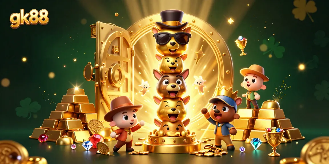 Spin the reels with gk88 at a vibrant, ultra-detailed casino-themed digital illustration full of treasures.