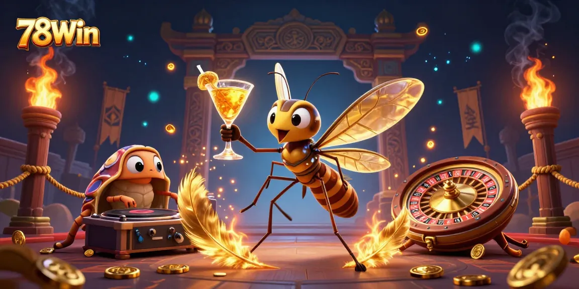 Experience the excitement of 78Win with vibrant casino characters and dynamic gaming elements.