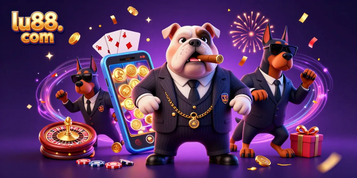 Engage in thrilling gaming at lu88. com with a vibrant 3D casino scene featuring dynamic slot games.