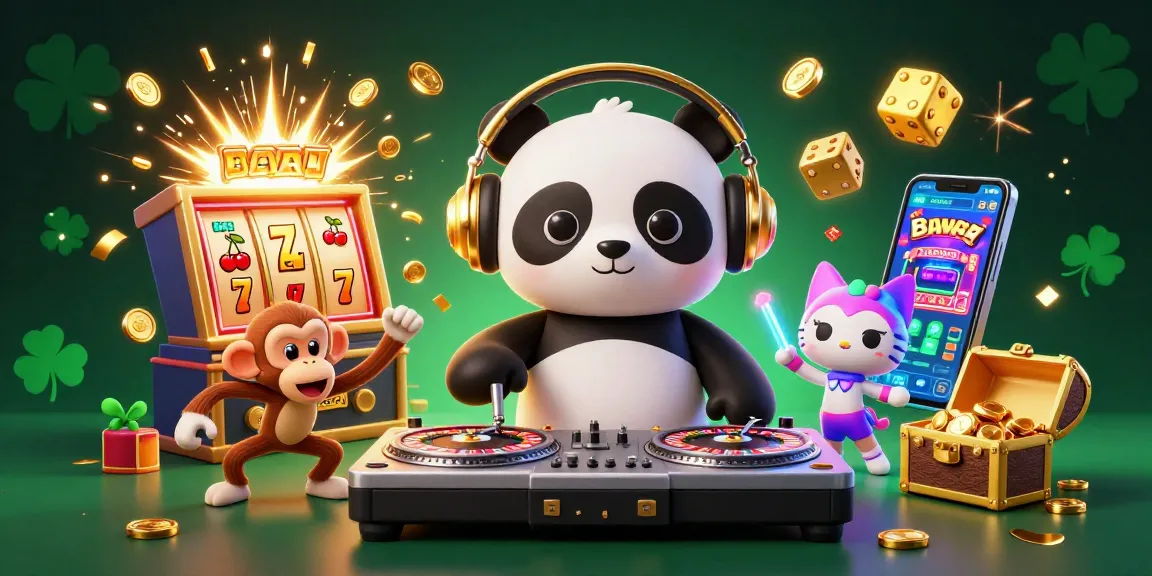 Engage with 789WIN's vibrant casino scene featuring a DJ panda and lively characters enjoying online games.