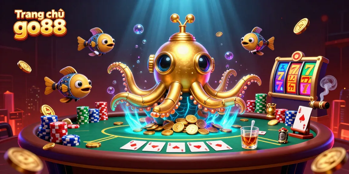 Experience thrilling gameplay at Trang chủ go88 with a vibrant scene of golden kraken and poker action.
